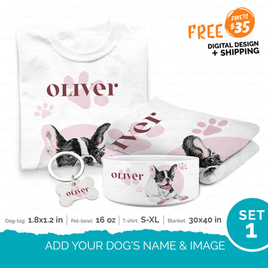 Personalized Gift Bundle - Sketching Color Portrait For Puppy Lovers - Premium Overwhelmed Bundle